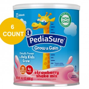 PediaSure Grow & Gain Non-GMO & Gluten-Free Shake Mix Powder - Strawberry 14.1 oz 6 Count