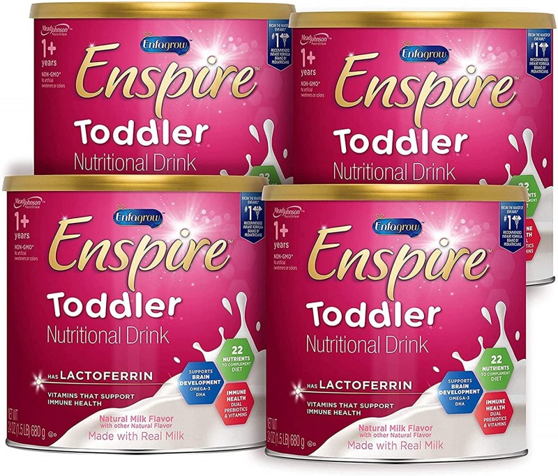 Enfagrow Enspire Toddler Nutritional Drink with Lactofrerrin - Powder Tub 24 Oz, Pack of 4