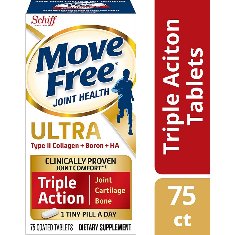 Move Free Type II Collagen Boron & HA Ultra Triple Action Tablets Move Free (75 Count in A Bottle)